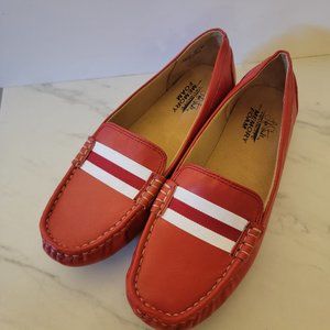 LifeStride Women's Shoes Red White 10W Vila Driving Style Slip On Loafers